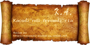 Kacsándi Annamária névjegykártya
