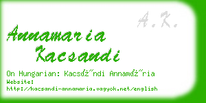 annamaria kacsandi business card